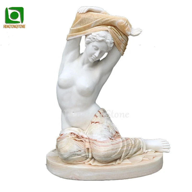 Вилла Отель декоративная в натуральную величину ручная резьба красивая мраморная статуя Голая девушка