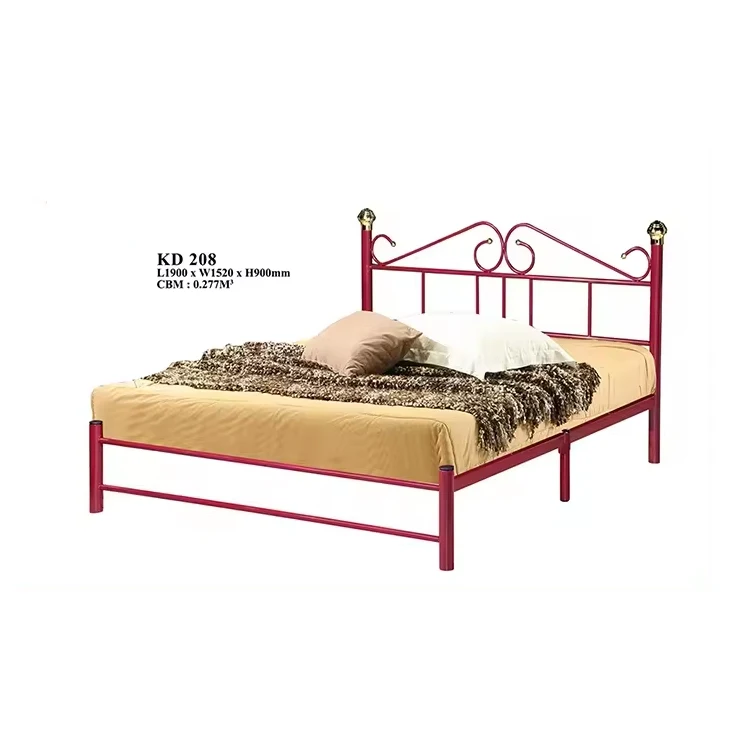 Premium Metal Platform Bed Frame with Headboard KD-208 6 Legs Stable Twin/Queen Size Iron Bed for Bedroom or School Home Use