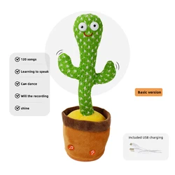 Plush Toy Gift for Children Play 120 Songs USB Charging Record Repeat Your Words Dancing Talking Cactus