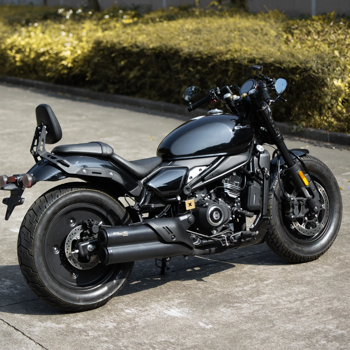 Motorcycle Gloss black Sissy bar Backrest luggage Rack Black Passenger Rear Seat Backrest Support Cushion For CFMOTO 450CL-C