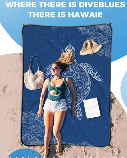 Outdoor Camping Large Quick Dry Wateresistant Sand Proof Beach Mat with Corner Pockets Portable Bag