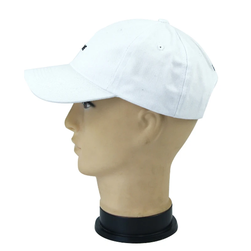 2024 Custom 6 panels white cotton embroidery letter logo baseball cap with metal closure