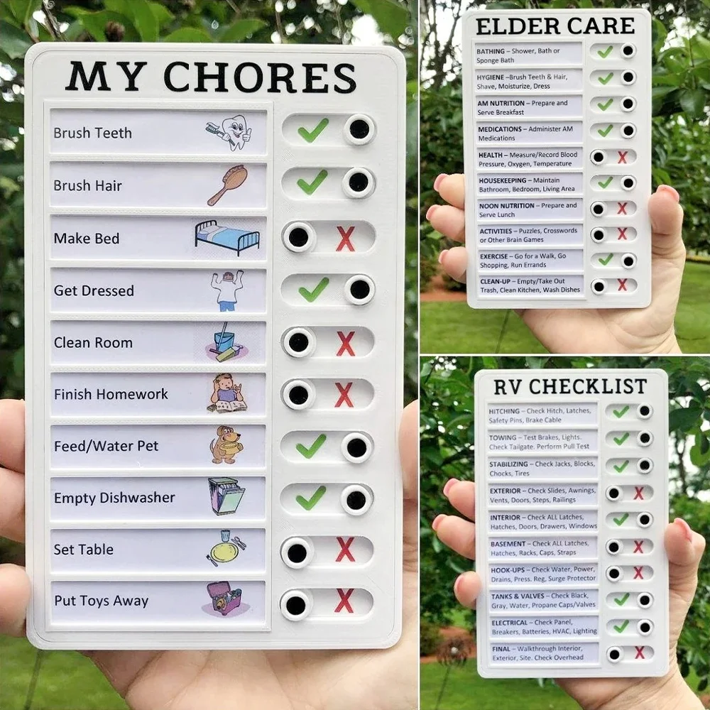 Reusable Chore Chart Planning Board Portable Memo Checklist Board for Kids Detachable Plastic Daily Task Schedule Reminder Chart