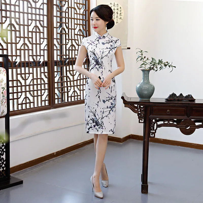 
wholesale Chinese traditional Qipao latest fashion retro floral cheongsam Sexy dress prom dress for women 