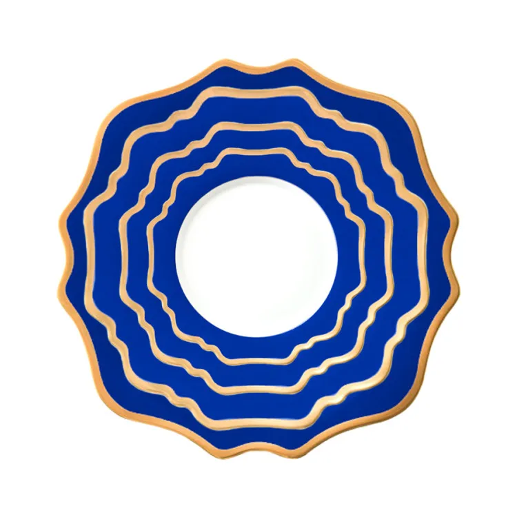 INT Tableware wholesale luxury gold rim sunflower crockery dinner sets ceramic porcelain plate dinnerware sets