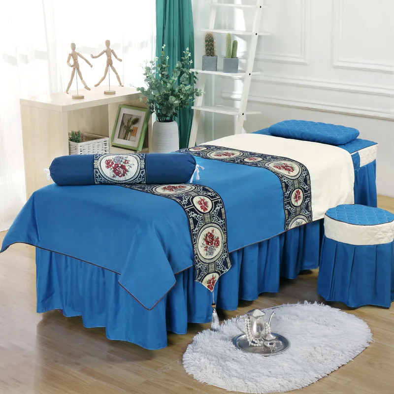 Modern beauty bed skirt bedspread flat fitted sheet salon spa massage table sheet set