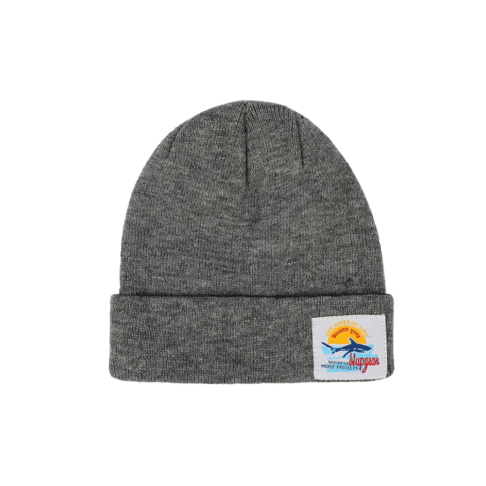 Custom Low Moq Trendy Adult Bulk Acrylic Knitted Winter Hat Skull Cap Colorful Beanie With Woven Label