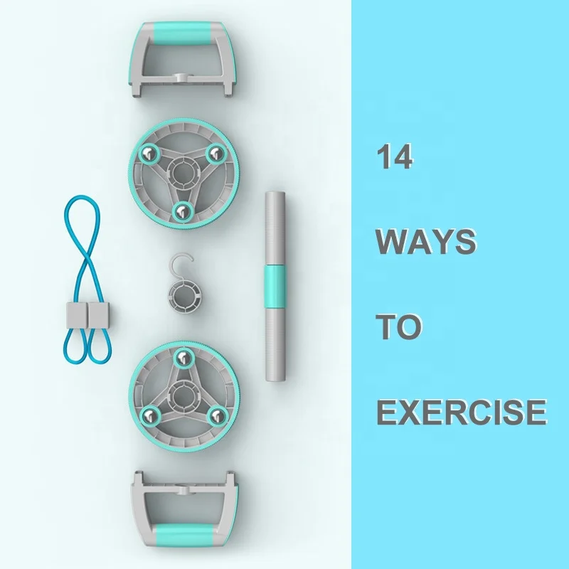 Home workout 14 in 1 ab wheel roller kit multifunctional ab wheel set gym exercise double abdominal roller wheel abs roller