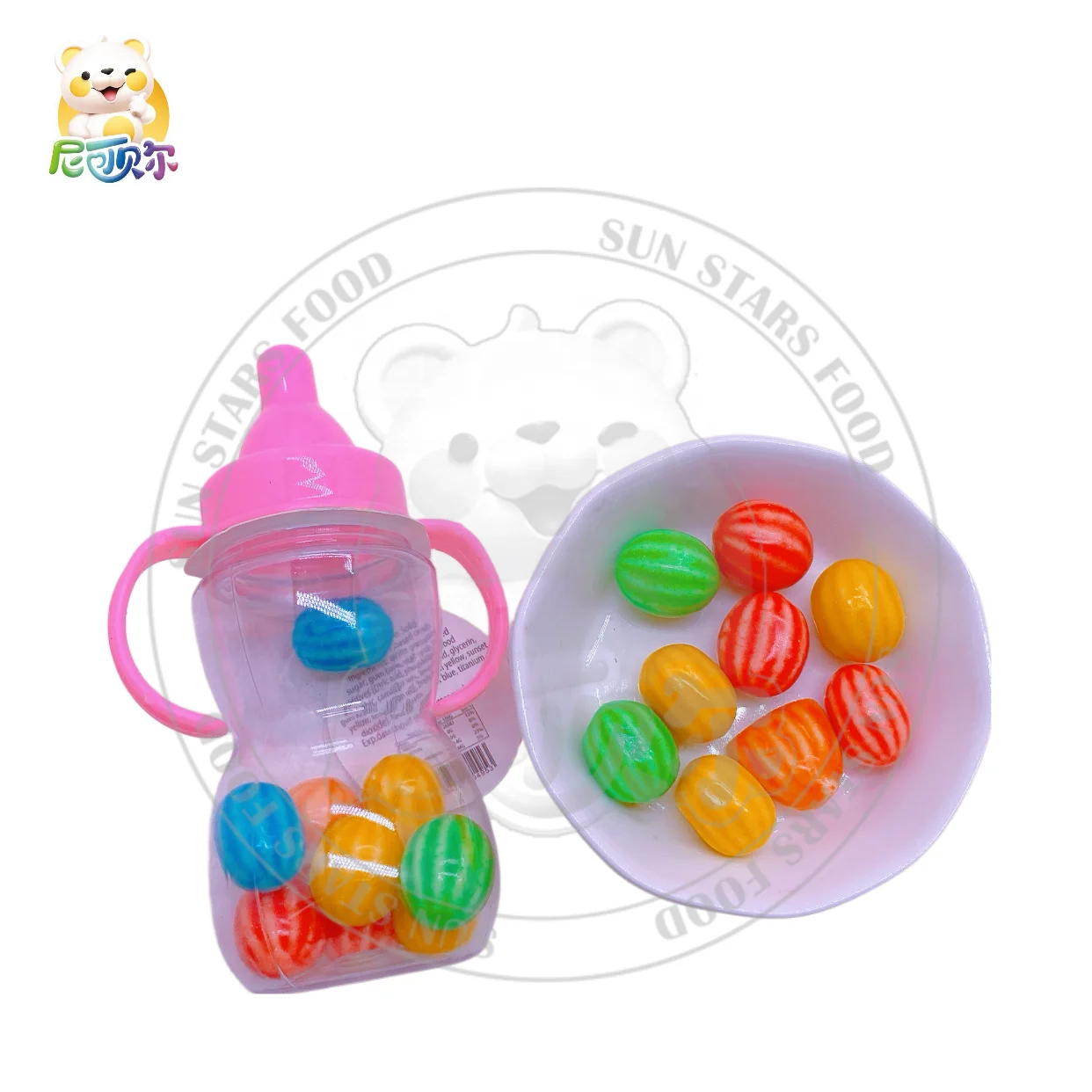 Wholesaler Candy The Big Baby Bottle Hangs Every Flavor Candy CC stick gummie watermelon bubble gum dinosaur egg bubble gum