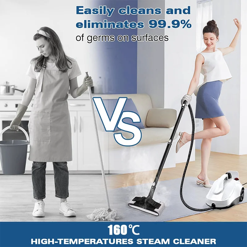 2024 New Model Steam Cleaner Powerful Multipurpose Portable Steamer for Floor Car Tiles Grout Kills 99.9% of Bacteria Viruses
