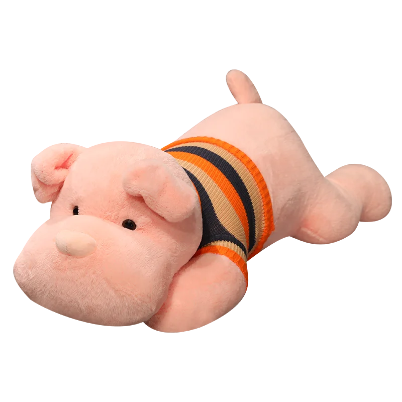 Yangzhou original manufacturer new sunrise wholesale soft cute sweater elf plush prone dog holding pillow stuffed dog bolster