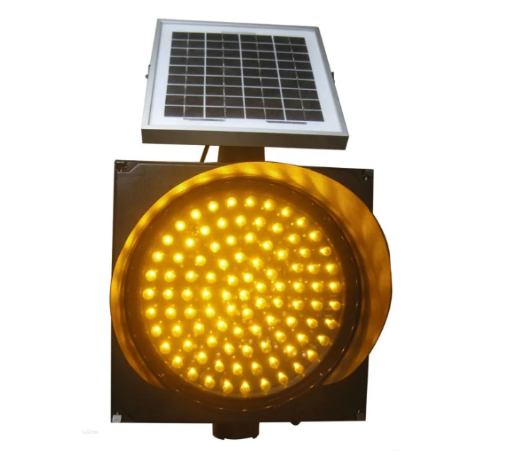 Желтый мигающий светодиодный дорожный фонарь на солнечных батареях