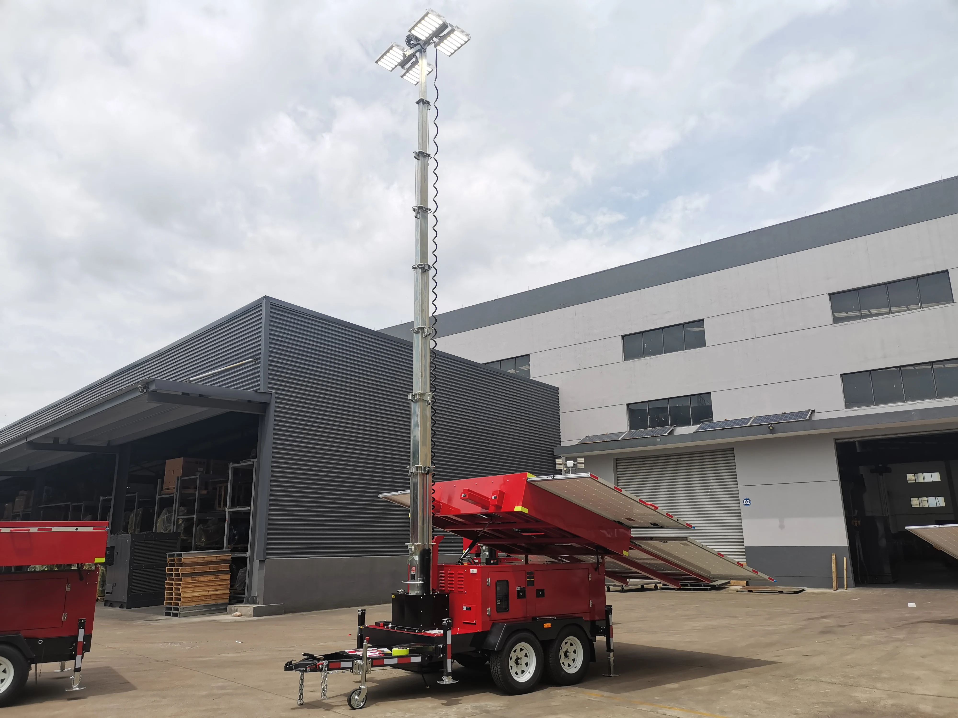 BIGLUX Construction site Solar powered mobile trailer vehicle mounted light tower for stadium  1500W solar light tower