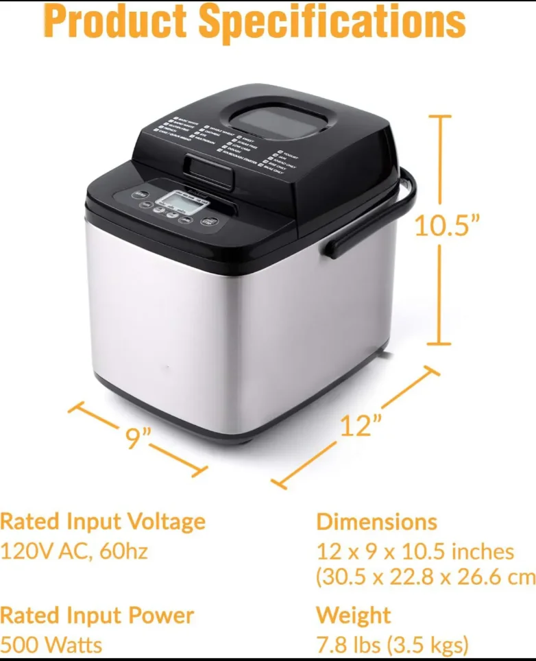 Popular Multifunctional Automatic LCD Non-stick Bread Pan Bread Maker Machine For Home With Large Glass Viewing Window