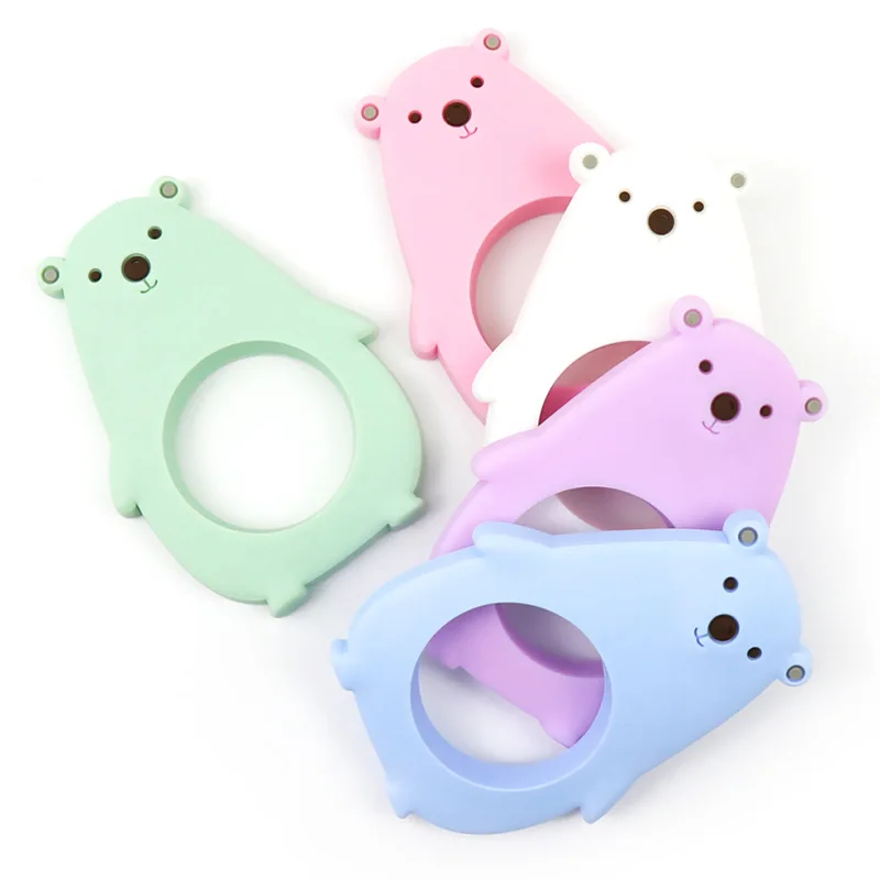 New Design Wholesale BPA Free Polar Bear Shape Teething Toy Silicone Teether Baby Teethers