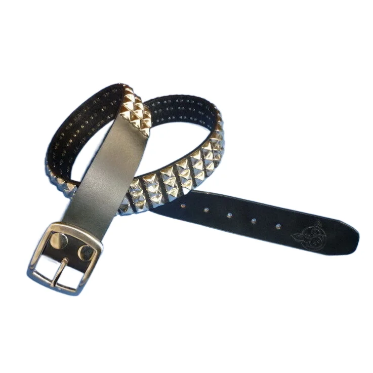 leather belt embossing retro distressed custom Pyramid Studded Men Leather Belts Rock Punk Jeans Belts With Rectangle Pin Buckle