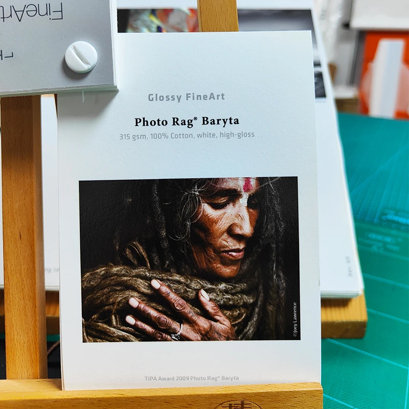 315gsm 100%cotton ISO 9706 conform high-gloss warm no optical brighteners Photo Rag Baryta fine art paper with inkjet coating