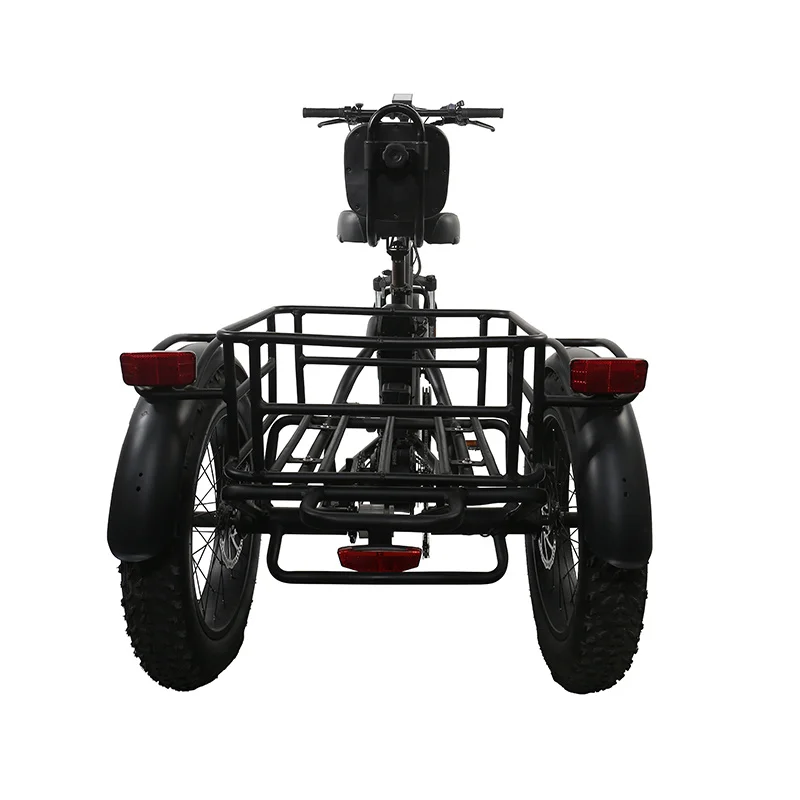 LCD Display 48V 500W Rear Hub Motor Fat Tire Electric Cargo Tricycle 48V 500W 3 Wheel Electric Bike With Pedals