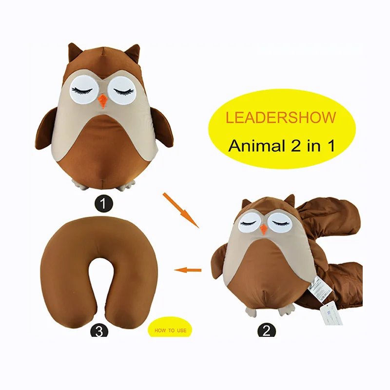 Custom Animal U shape Cushion Pillow  2 in 1 Soft Plush Toy Personalized Rest Travel Car Neck Pillow