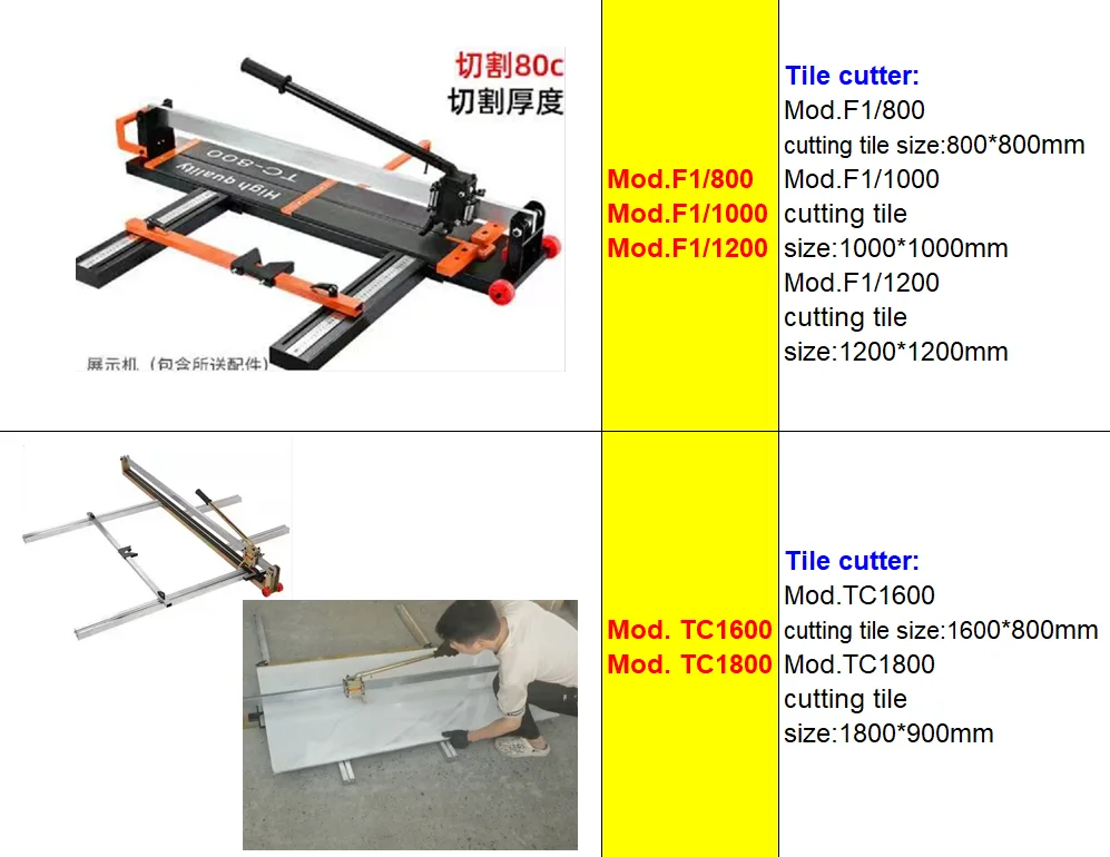 construction tool 1600*800mm 1800*900mm TC1600 TC1800 manual Tile cutter