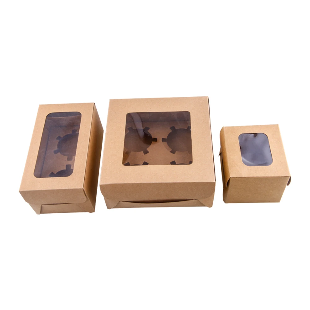 Custom Printed Paper Cupcake Boxes 6 Holes With Window Pastry Cake Packaging Boxes