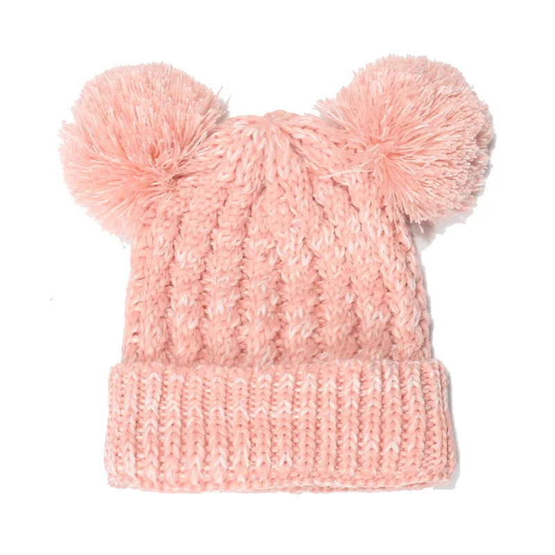 Casual 2-7 years old Baby Girls Winter Hats Wool Material Warm Head Kids Outdoor Caps with Plush Hair Ball