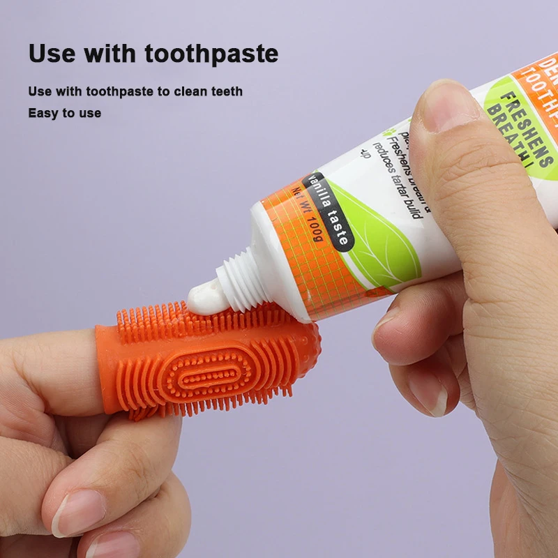 2024 Wholesale Eco-Friendly TPR Material Easy Teeth Cleaning Silicone Pet Toothbrush for Dogs and Cats Soft Bristles