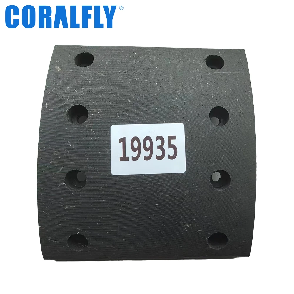 Coralfly Durable Reliable Heavy Duty Brake Lining Truck Brake Shoe Liner 19935 for Renault 5001860032 5000820063 5000811113