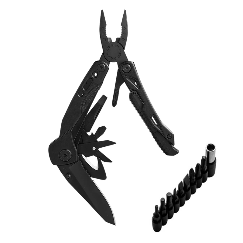 MP-82A5H Outdoor Survival Camping Hiking Simple Repair 22-In-1 Stainless Steel Black Screwdriver Bits Multi Tool Pliers