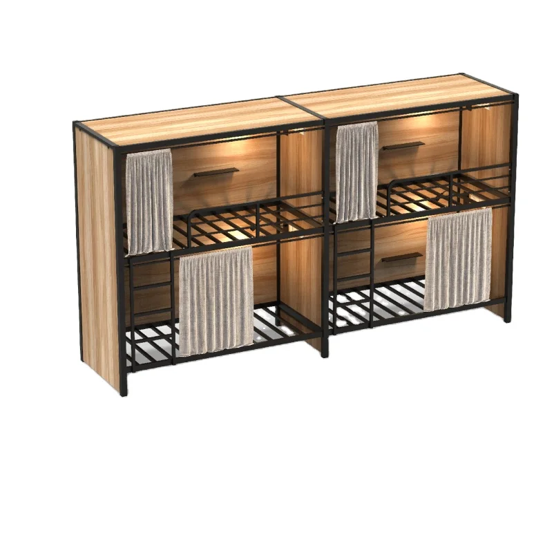Customized School Factory Dormitory Hostel Furniture Double Bunk Bed for Privacy Protection and Stability