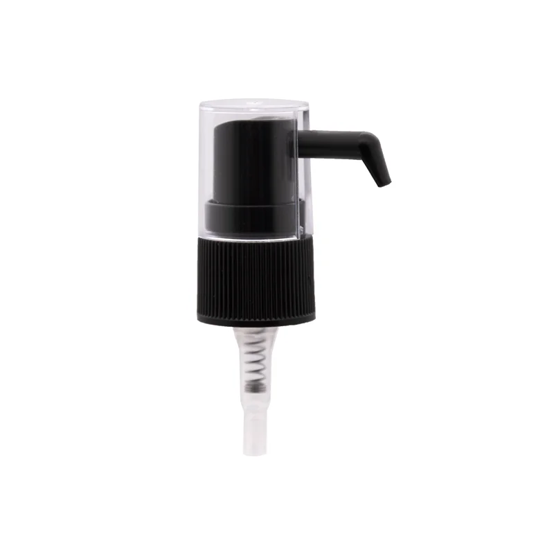 
Пластмассовая крышка 18/410, черный оральный распылитель, длинная насадка для горла, назальный распылитель с полукрышкой PP для медицинских целей 