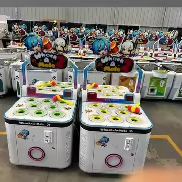 2 Player Interactive Kids Coin Operated Whack A Mole Arcade Game Machine Hitting Hammer Game Machine