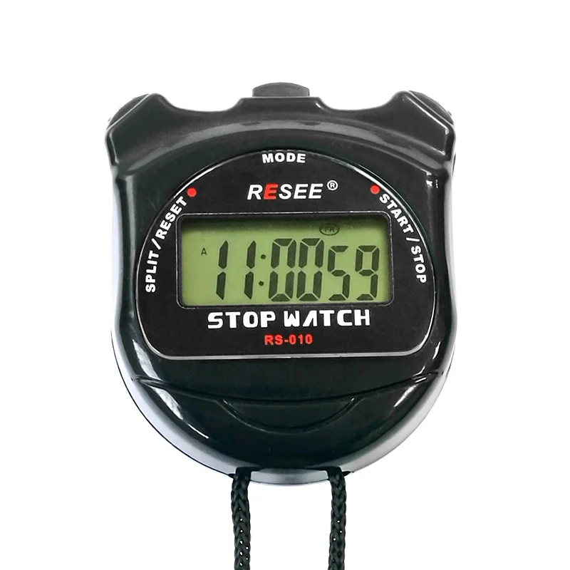 Resee Handheld Stopwatch Mini Sports Stopwatch Laboratory 2 Lap Memory Hour Minute Stop Watch Timer
