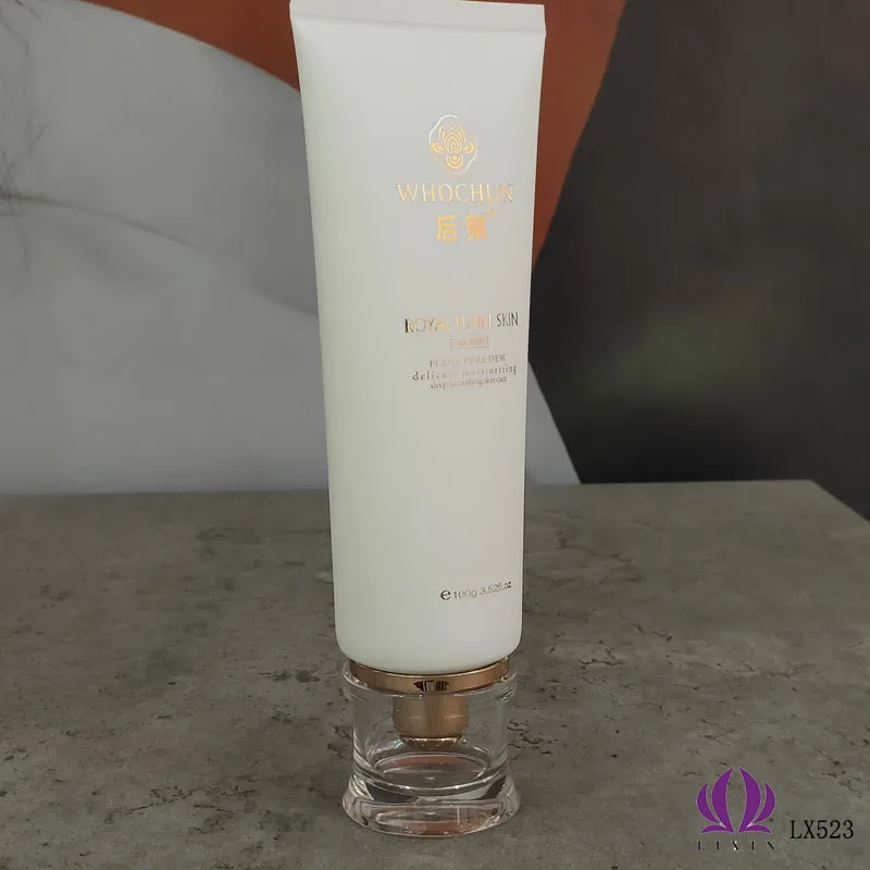 
PE empty white cosmetic packaging tubes soft plastic 100ml face wash tube Acrylic screw cap 