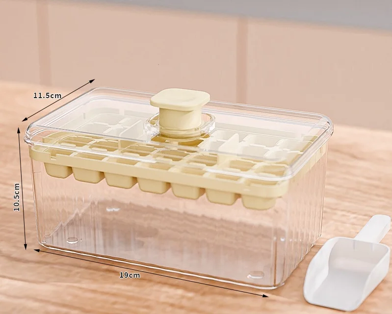 Eco-friendly Ice Cream Maker With  Small Ice Cube Mold And Scoop Food Usage Ice Cube Tray Boxed