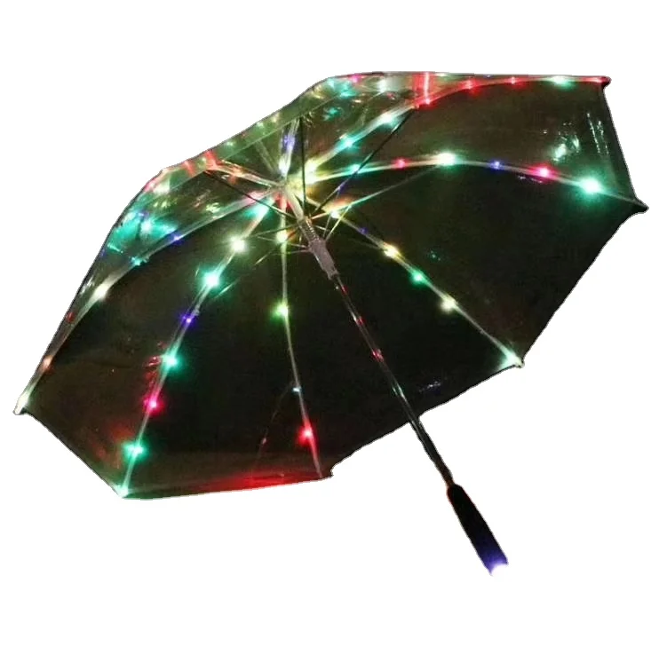 Merchant Direct Sale Hot Selling New Lighting Umbrella Fashion Transparent Led Umbrella With Flashlight