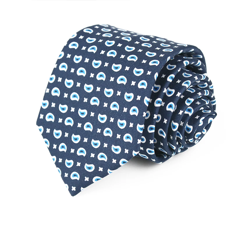 OEM Newest European Style Navy Geometric Polyester Print Tie