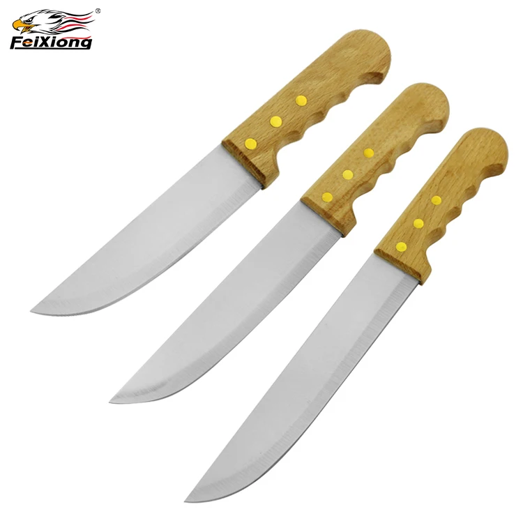 Stainless Steel Blade Professional Kitchen Knife Set Beech Handle Chef Knives