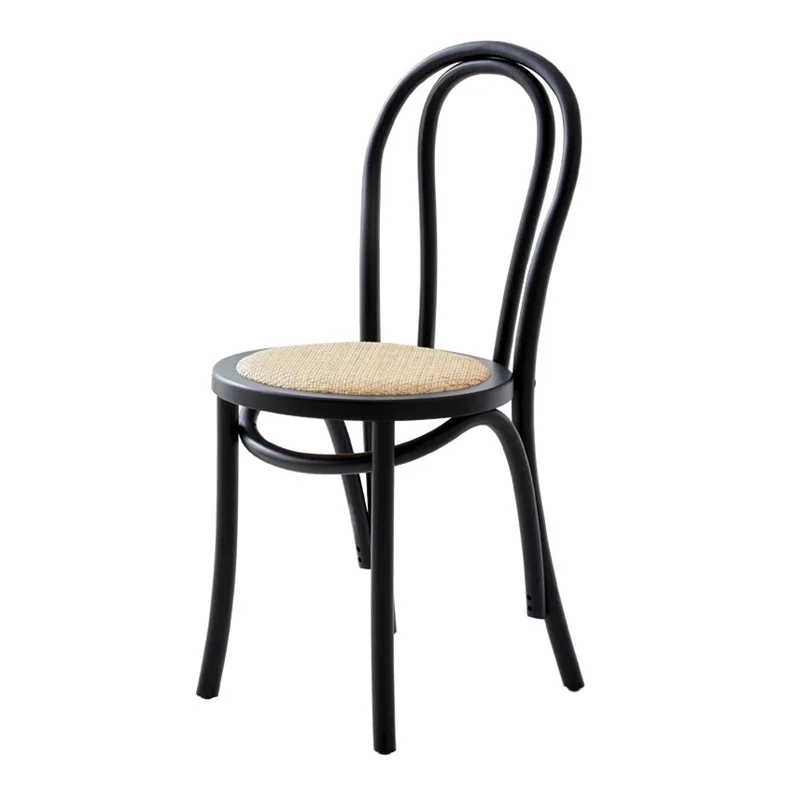 Rattan chair Rattan dining room retro dining chair balcony home Knight American solid wood French dessert shop table and chair
