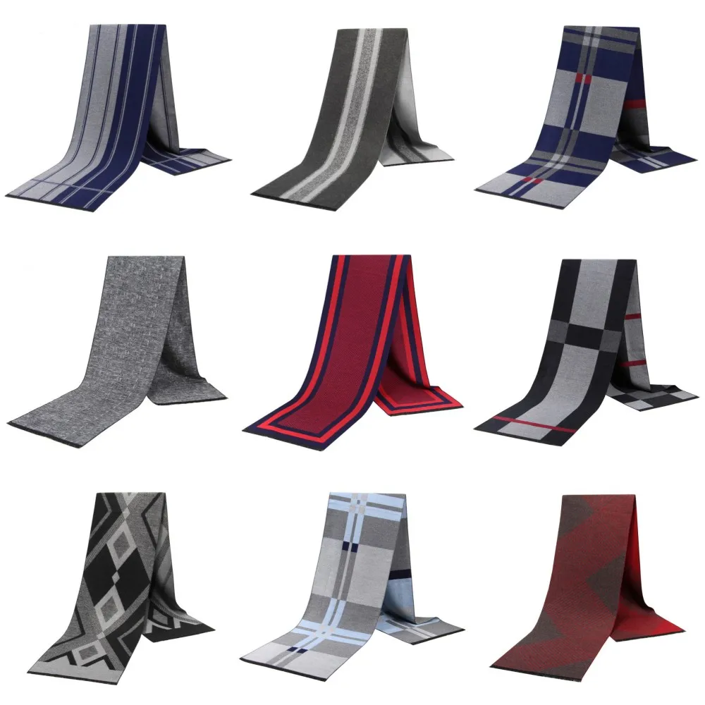 Luxury Fashion Cashmere Men Winter Scarf Custom Designer Scarf For Men Long Shawls Muffler Warm Silk Men Scarves