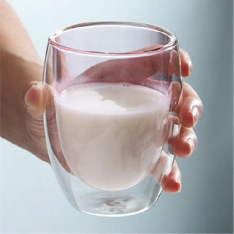 High Quality Customized Logo Double Wall Glass Milk Tea Wine Coffee Cup