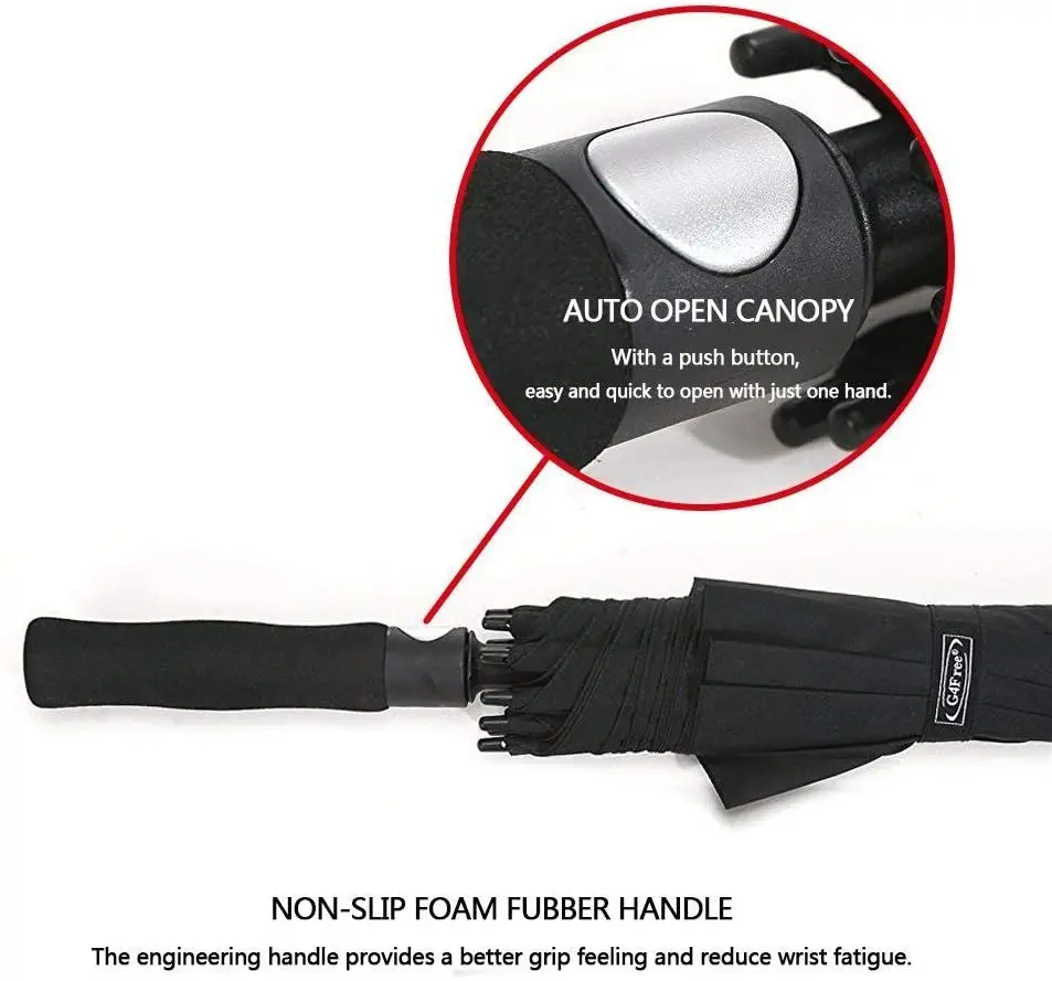 54/62/68 Inch Automatic Open Golf Umbrella Extra Large Oversize Double Canopy Vented Windproof Waterproof Stick Umbrellas