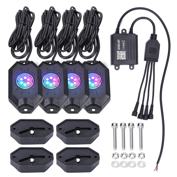 Others Car Light Accessories 4 8 12  Pods Offroad Atv Utv Truck Rocklights Led Flashing Rock Lights Rgb Rgbw Chasing Rock Lights