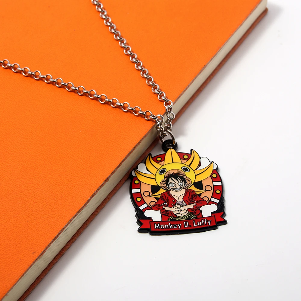 High Quality Anime Straw Hat Kid One Pieces Pendant Metal Monkey D.Luffy Necklace