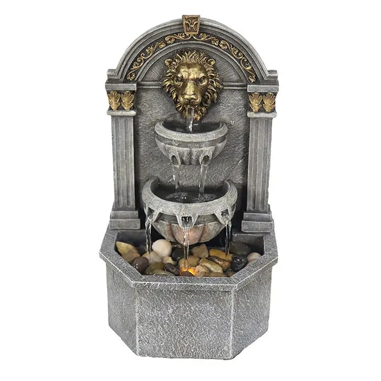 Hot Selling Garden Water Fountain Lion Head Waterfall Relaxation Fountain Indoor Decoration Ornaments Indoor Tabletop Fountains