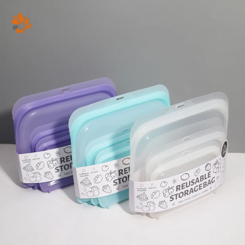 2022 Platinum Food Grade Self Seal Leakproof Reusable Silicone Food Storage Bags