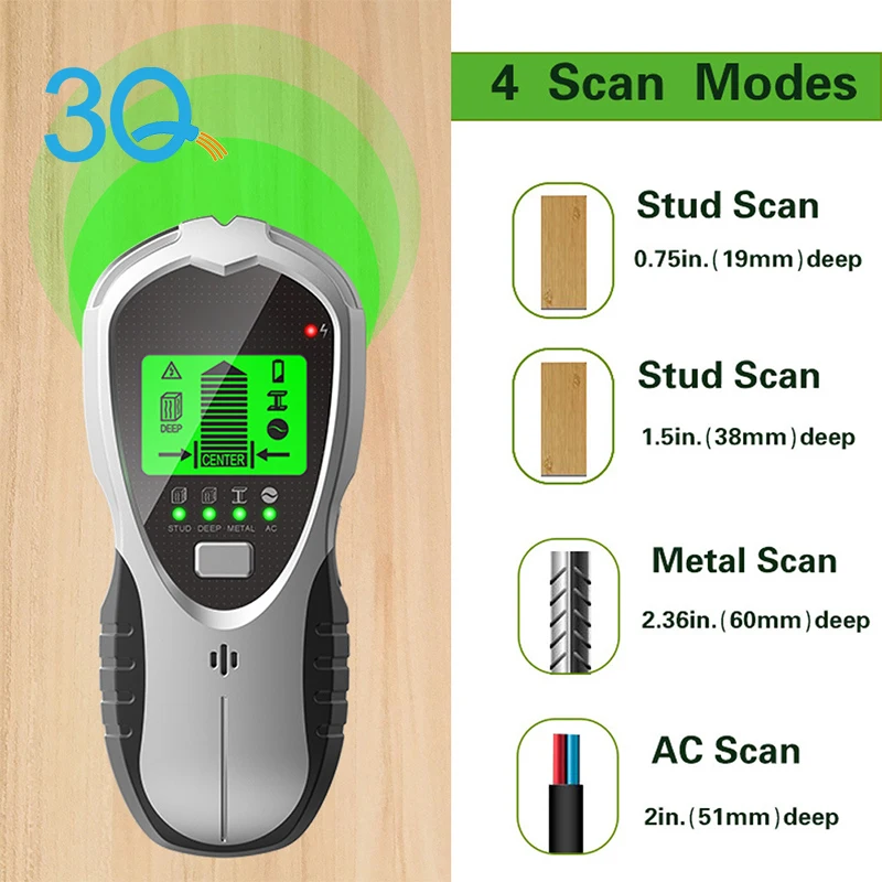 3Q Top 10 Stud Finder Detect Wood/metal/AC wire live Wall Scanner Metal Detector