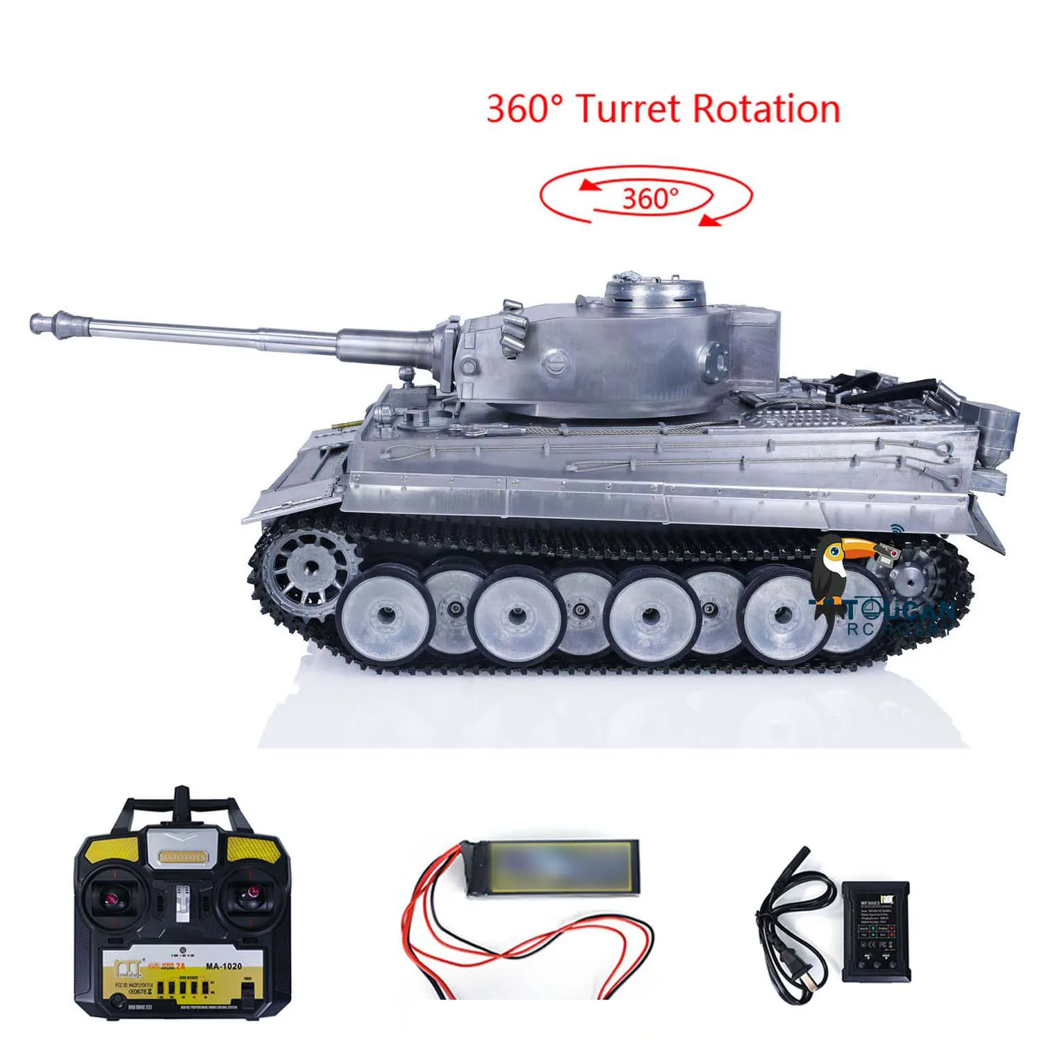 Mato RTR RC Tank Full Metal 1/16 German Tiger I Infrared Barrel Recoil 1220 Multifunction Model for Boy Rc Toys