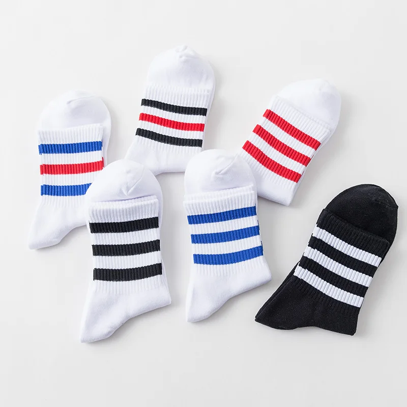 
Free Sample Ankle Custom Cushioned Heel Mens Black White Logo Warm Gift Set Sport Men Crew Cotton Customize Striped Socks 