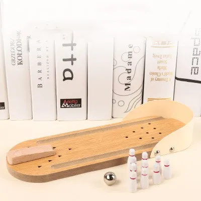 Bowling toy baby children wooden parent-child interaction indoor leisure puzzle fingertip board game set